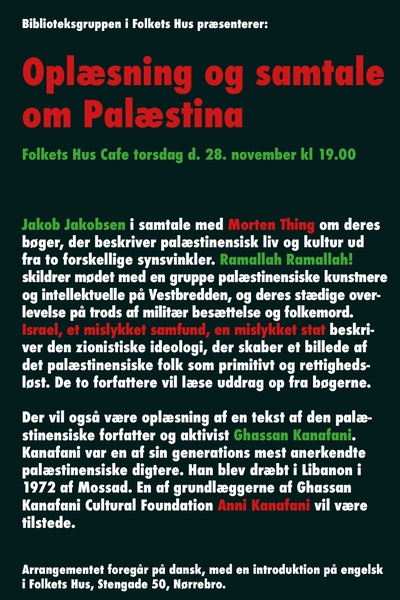 Oplæsning og samtale om Palæstina