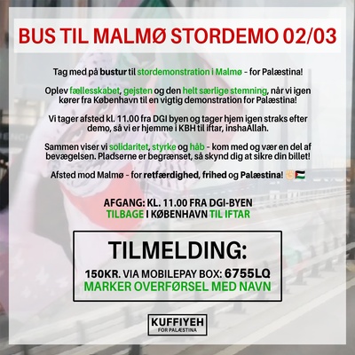 Bus: KBH -> Malmø Stordemo - Tur/retur